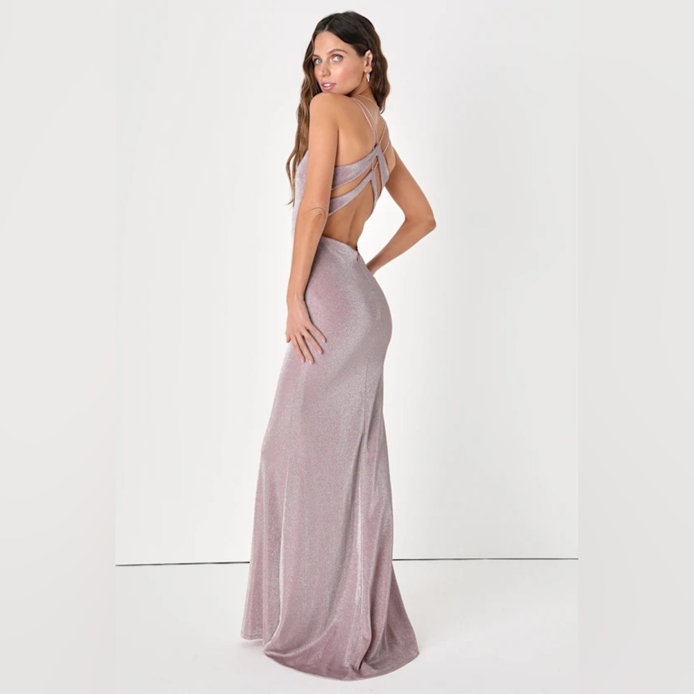 Lulus Toasting The Evening Shiny Blush Pink Backless Maxi Dress - Size L
